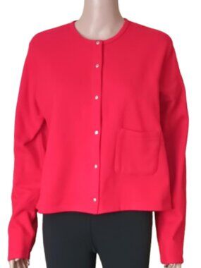 Things Between Red Cotton Cardigan L Snap Front Long Sleeve Sweatshirt Sweater